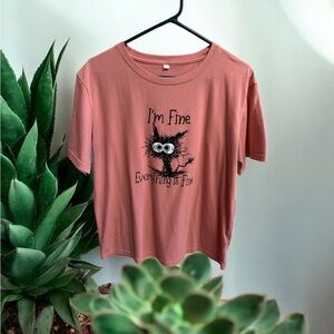 Women's Short Sleeve Tee - I'm Fine Graphic - Pink